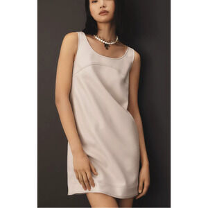 NEW PILCRO ANTHROPOLOGIE FAUX LEATHER SCOOP NECK SHIFT MINI DRESS SZ 6